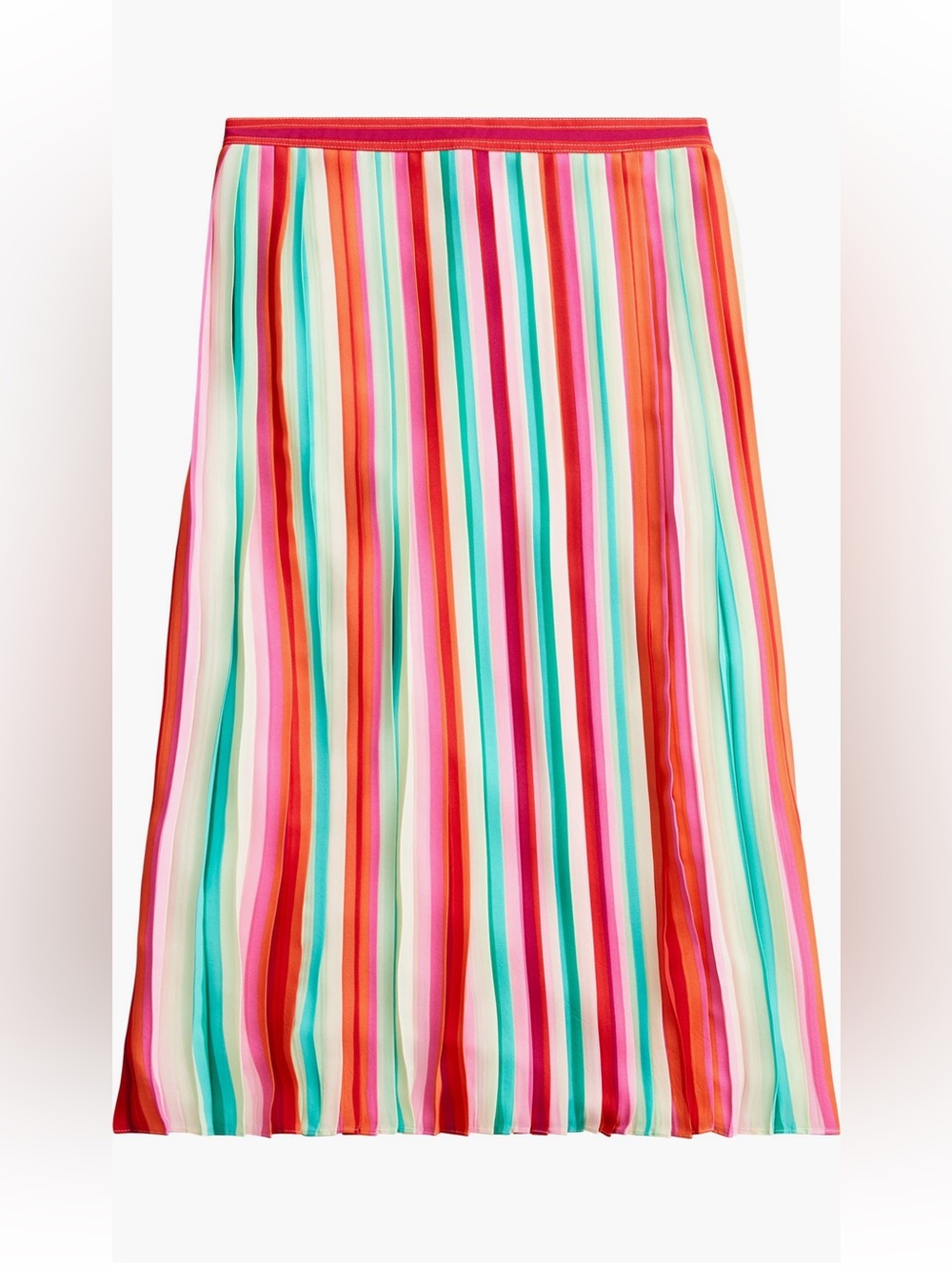 J.Crew J. crew Watermelon Stripe Pleat Skirt pleated pull on skirt size 10 NWT - Picture 4 of 4